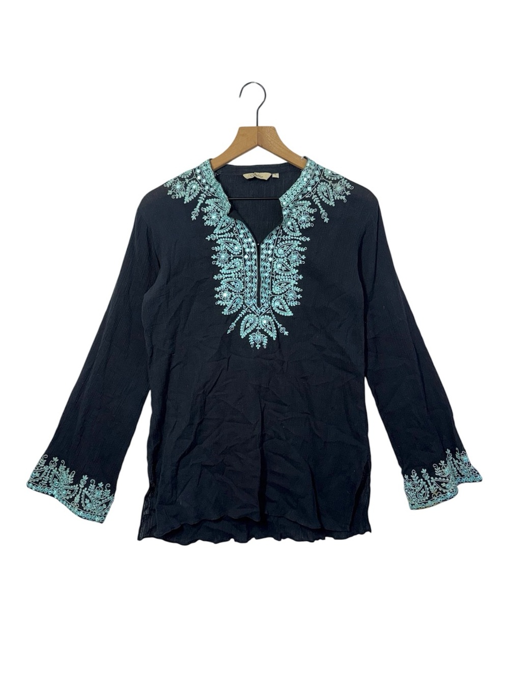 Sulu Embroidered Tunic Top Blouse Cotton Boho Dark Fairy Lightweight